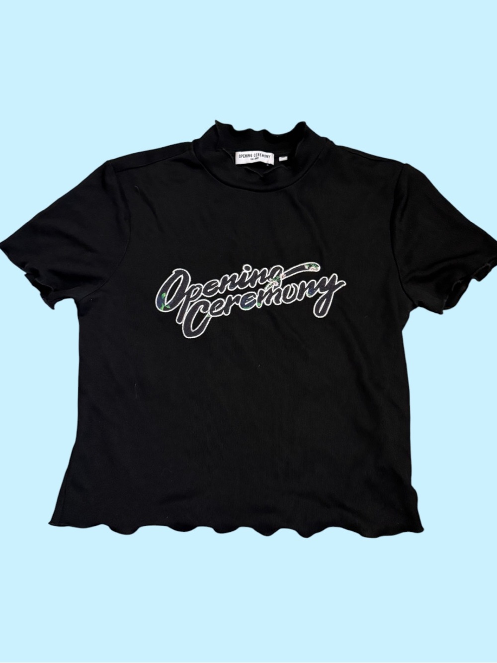 Opening Ceremony Black Logo mock neck top